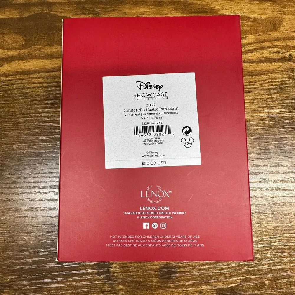 Lenox Disney 2022 Cinderella Castle Ornament Porcelain Gold Accents Boxed